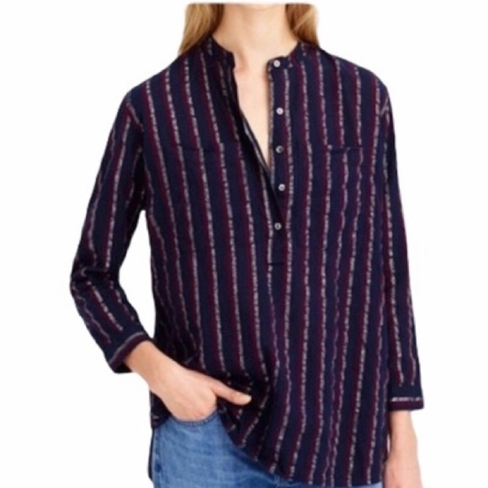 J. Crew Metallic Stripe Popover Shirt 6
